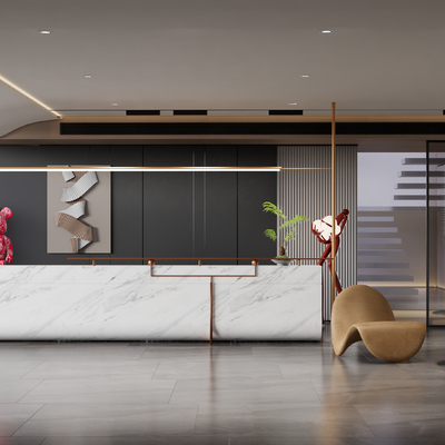 现代酒店大堂 接待大堂su模型