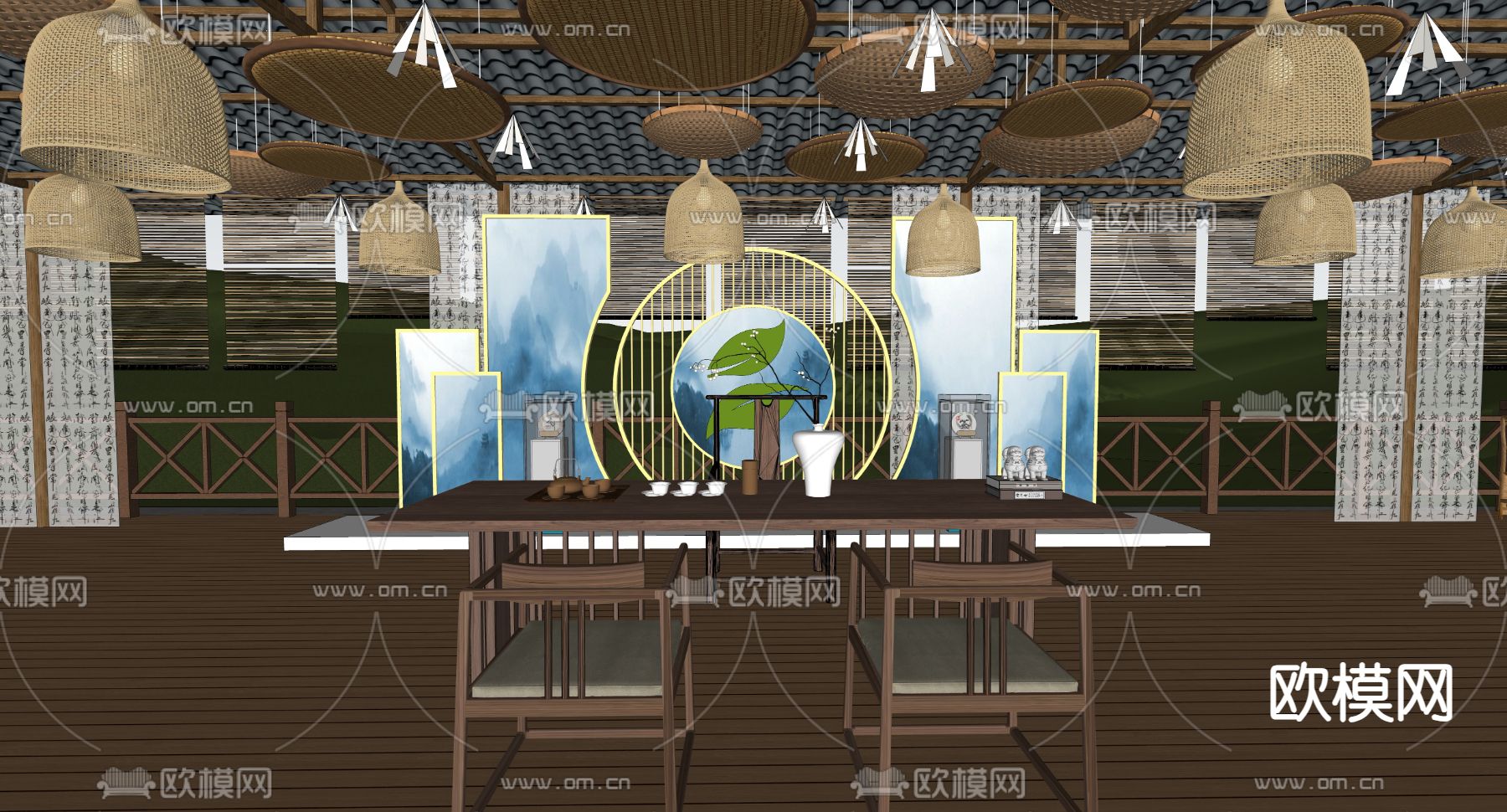 新中式烟酒店su模型