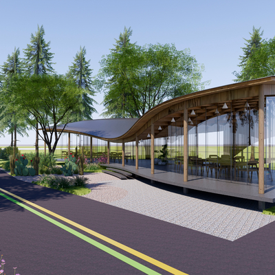 现代绿道驿站 景观驿站su模型