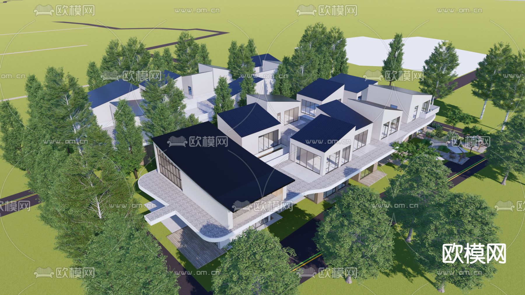 乡村民宿建筑su模型