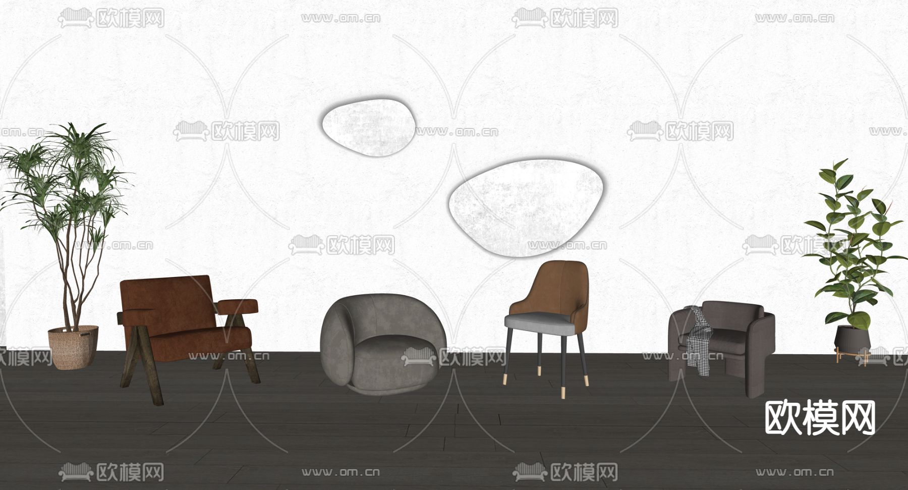 现代单人沙发su模型