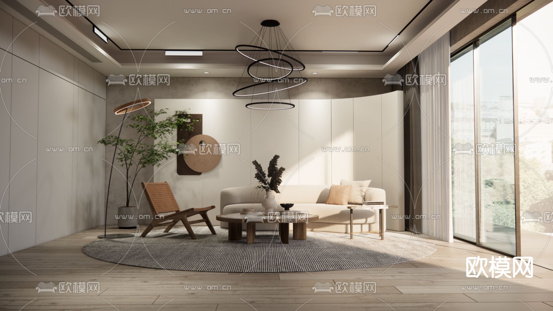 侘寂客厅su模型