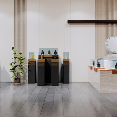 新中式酒类展台 展柜su模型