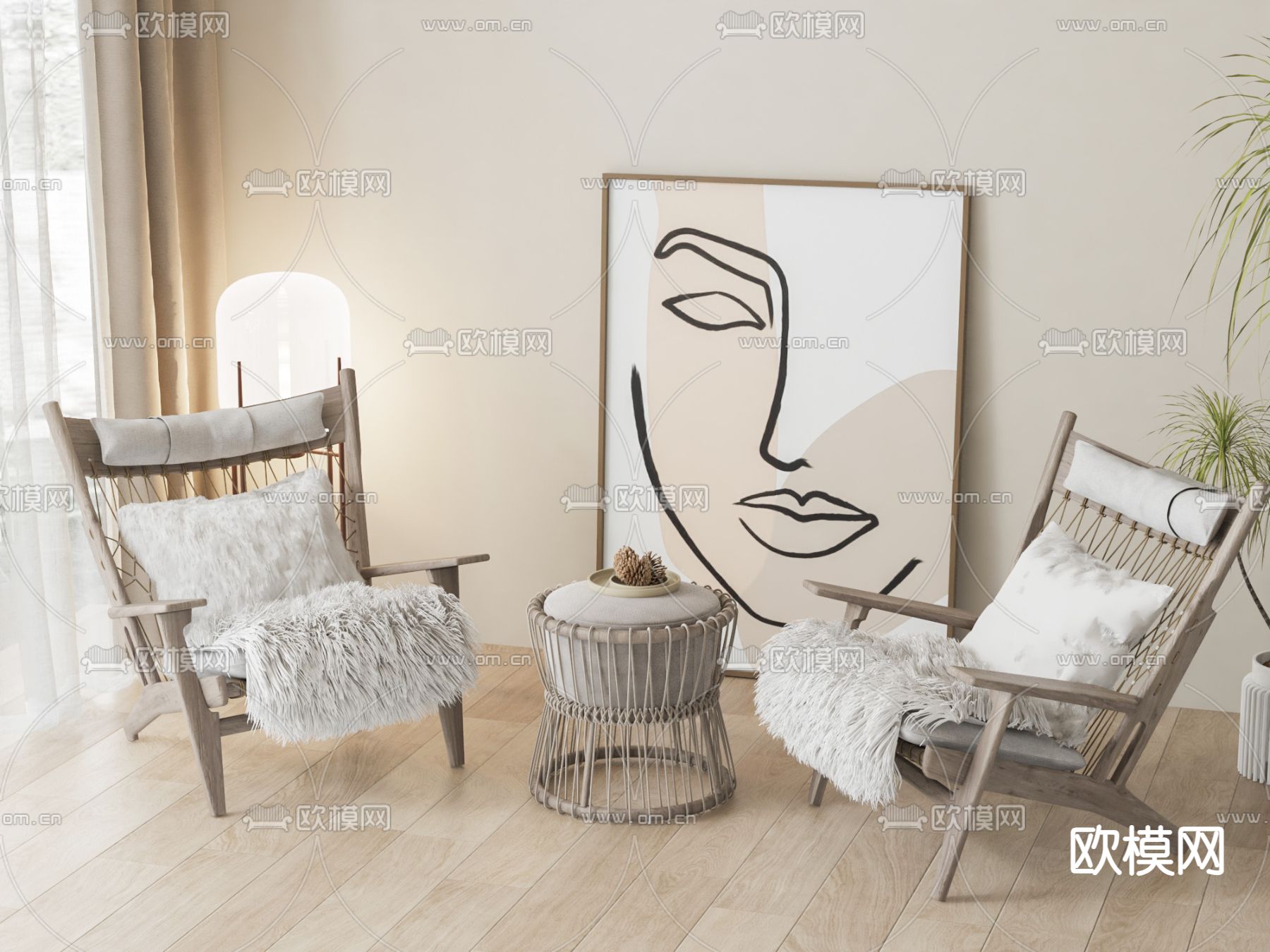 毛绒椅子 休闲椅d模型下载