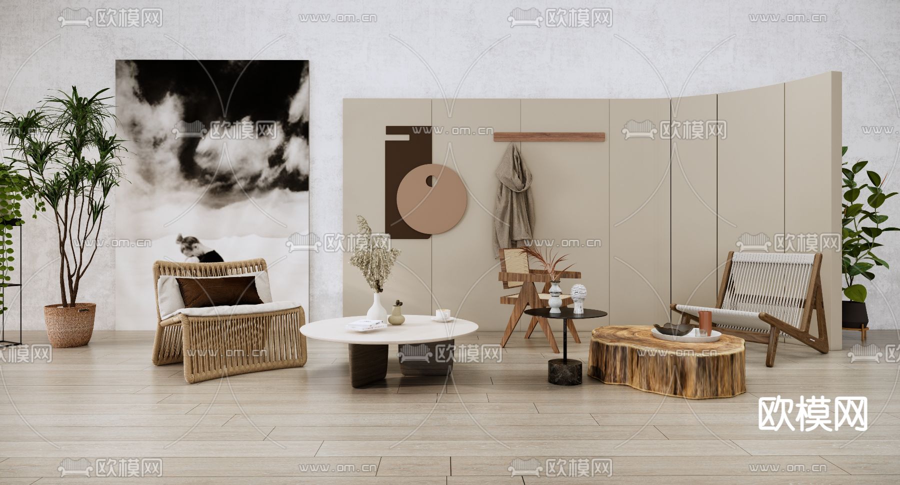 现代休闲桌椅su模型