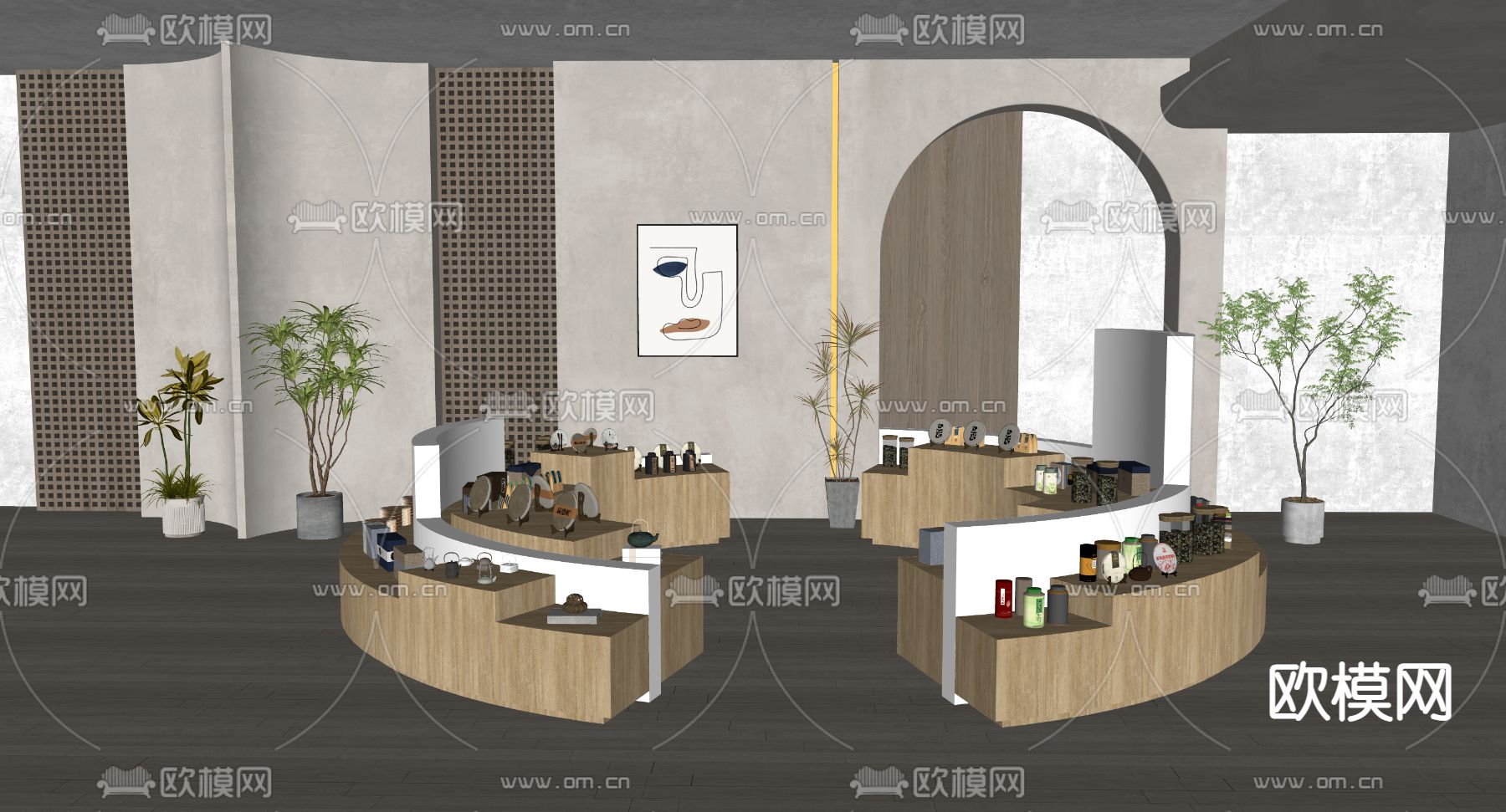 茶叶展台 创意展台su模型