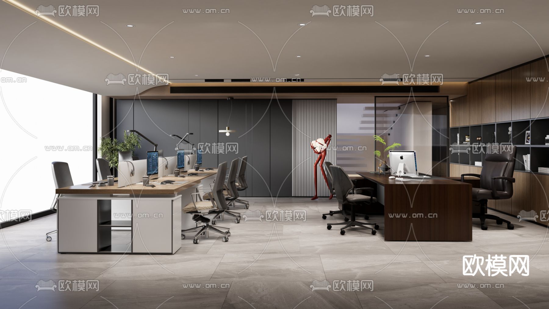 现代公共办公区su模型