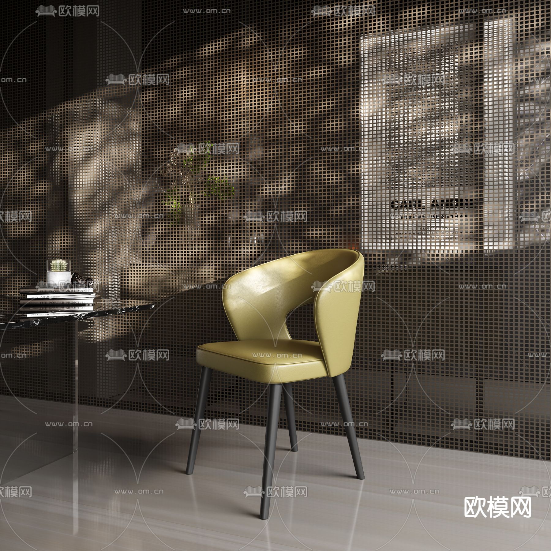 皮革椅子 餐椅3d模型下载