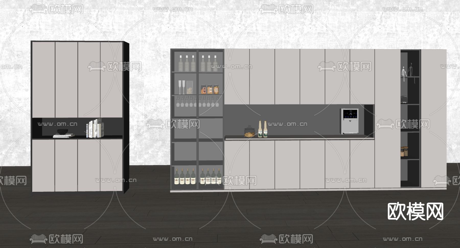 现代酒柜su模型