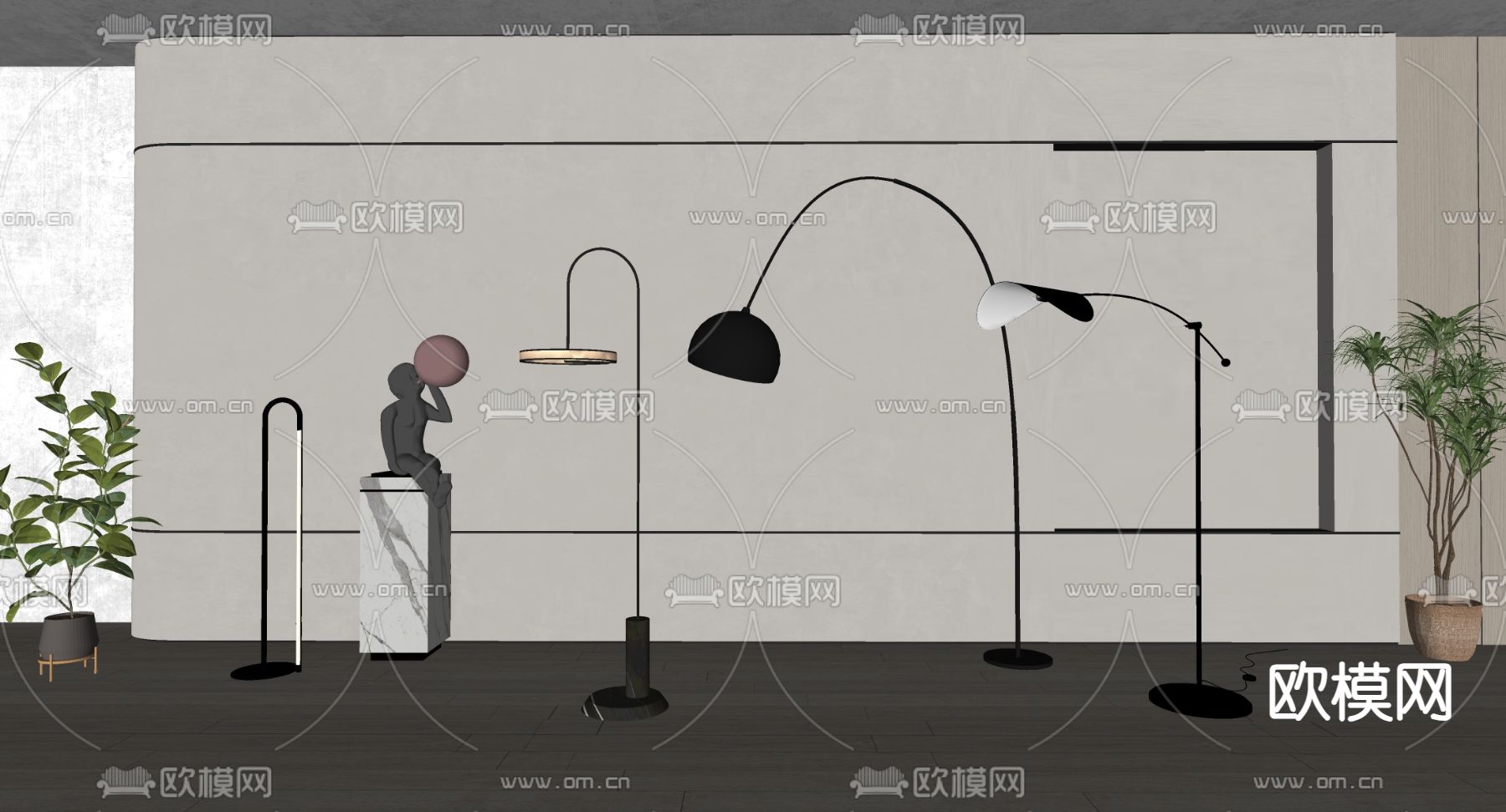 现代落地灯su模型