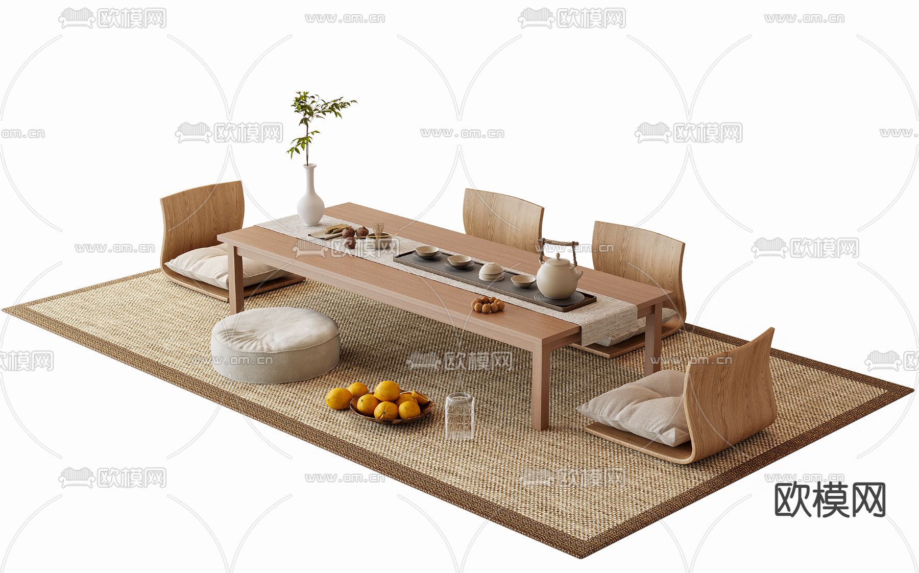 榻榻米茶桌 茶台3d模型下载