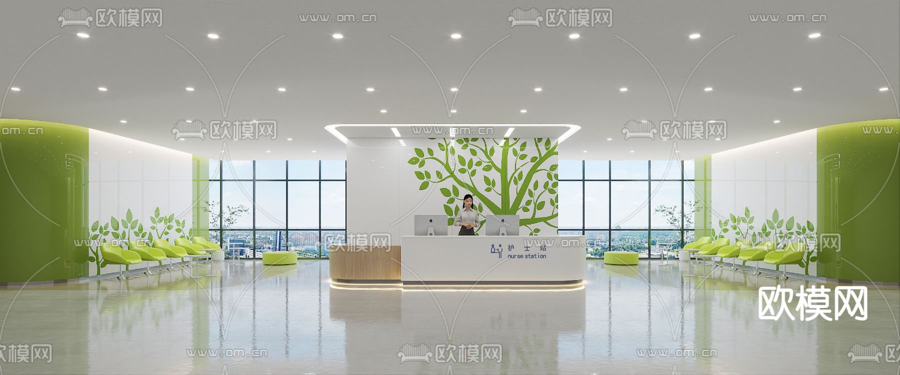 现代护士站 候诊区3d模型下载_ID14250955_3dmax免费模型-欧模网