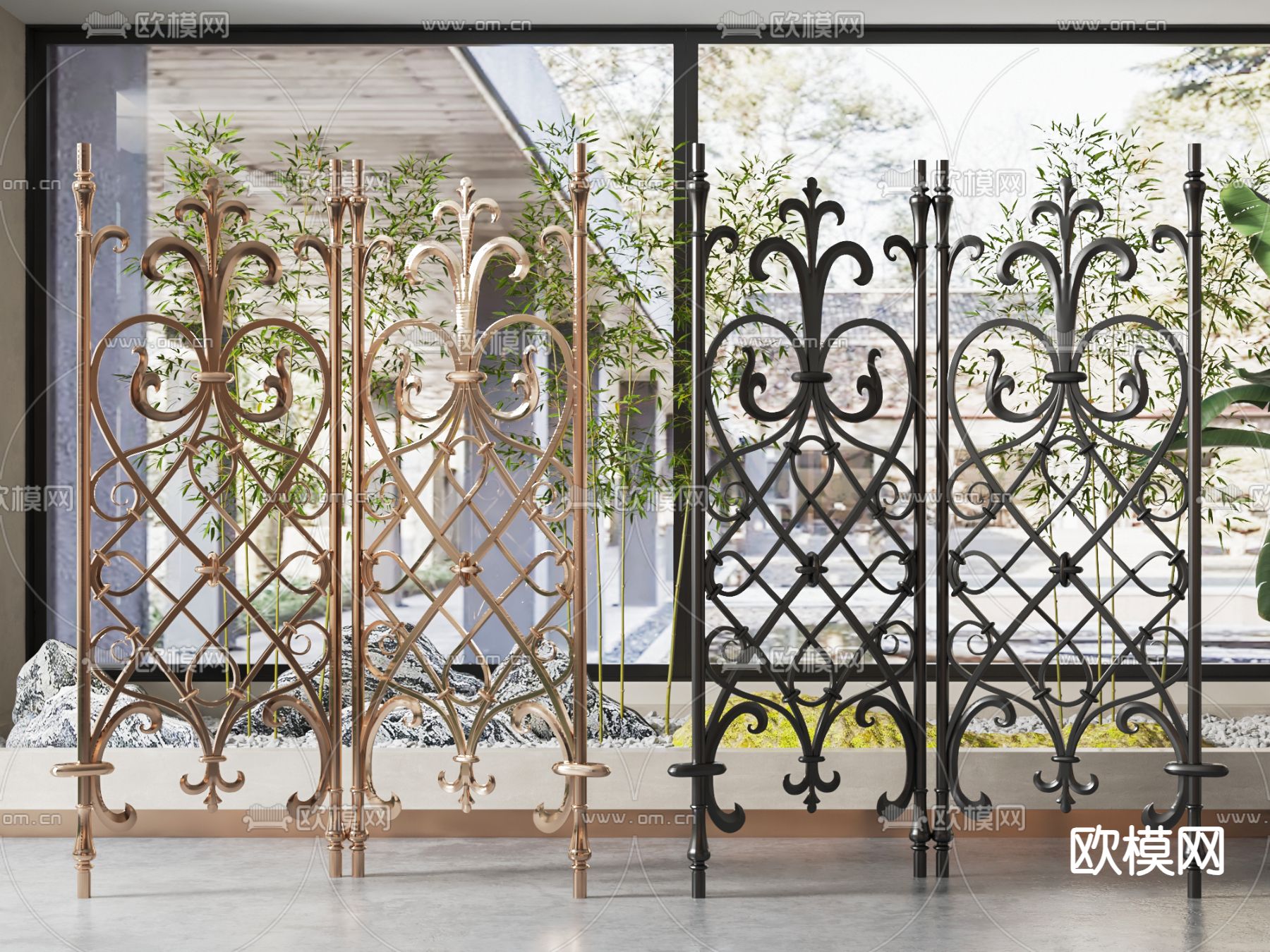法式栏杆隔断su模型下载（渲染图1）