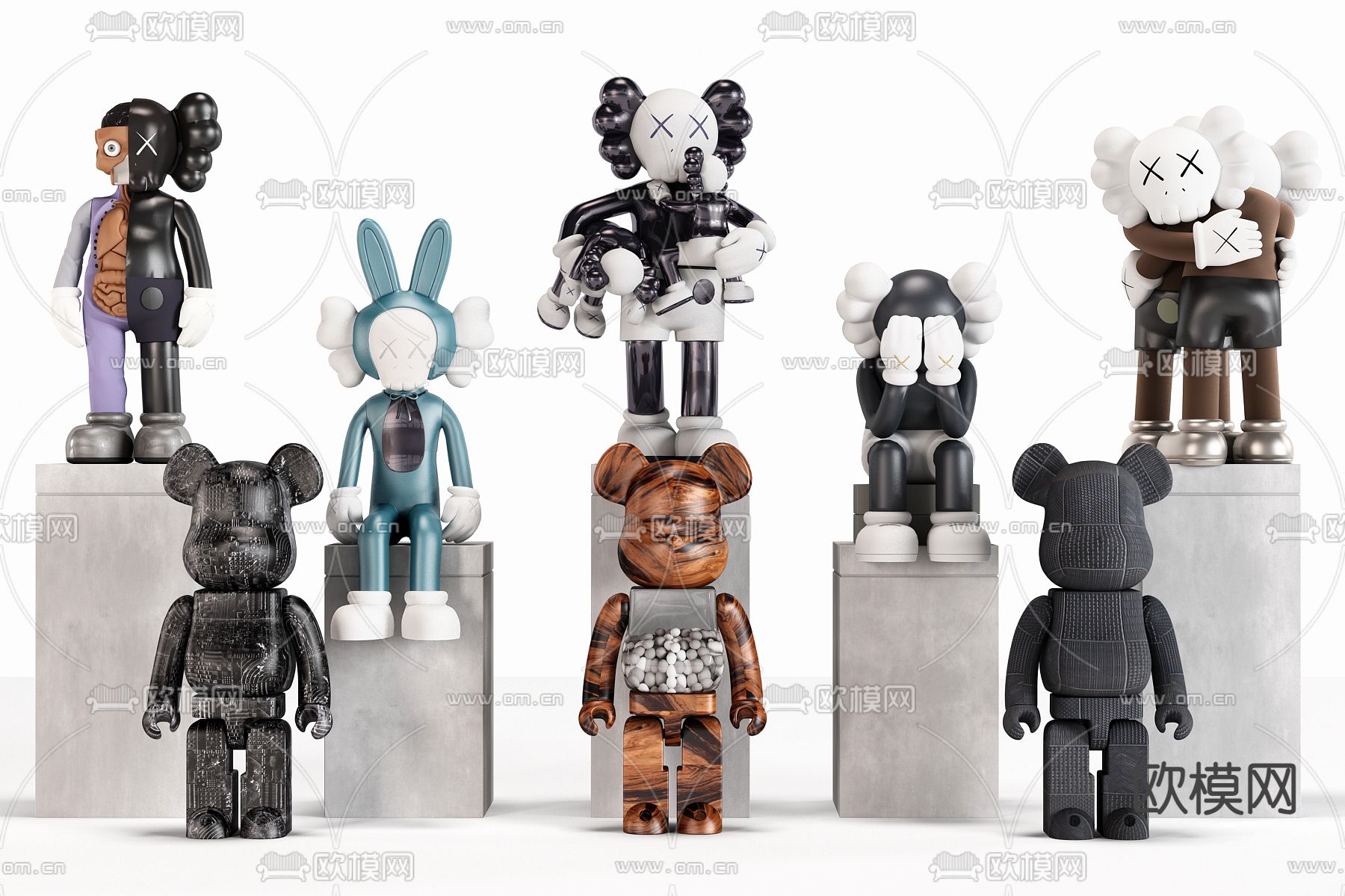 Kaws 潮玩 暴力熊公仔 玩偶3d模型下载