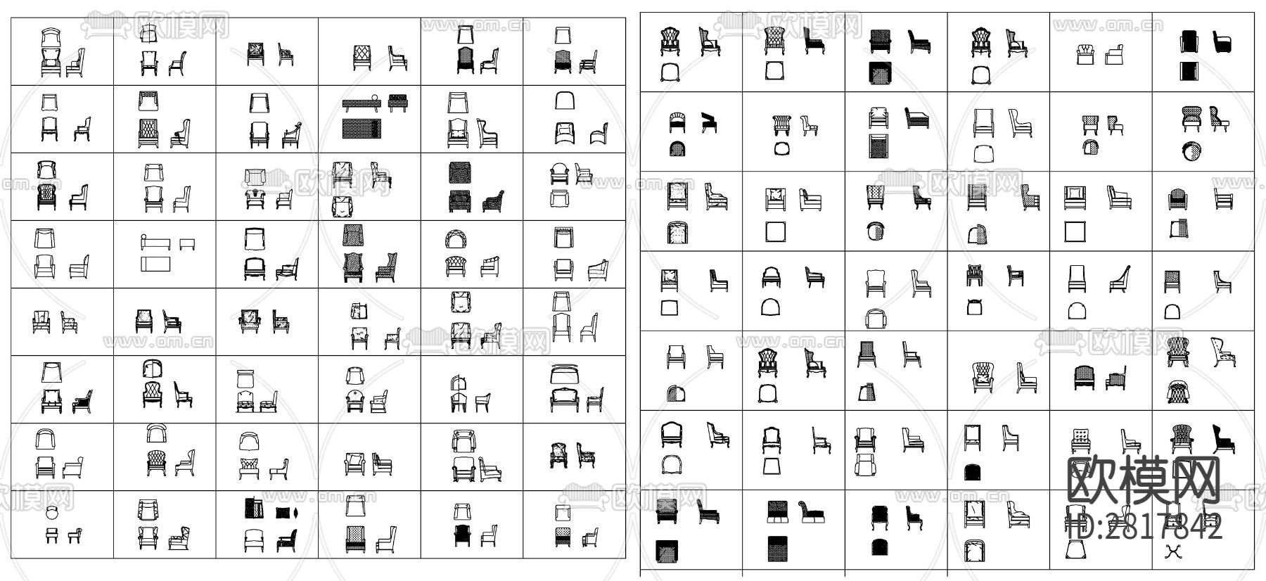 沙发cad图块下载（渲染图3）
