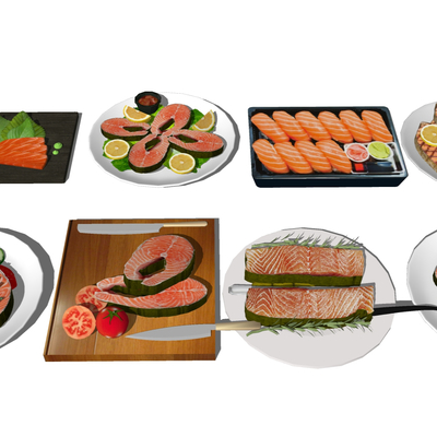  三文鱼 食物 美食su模型 