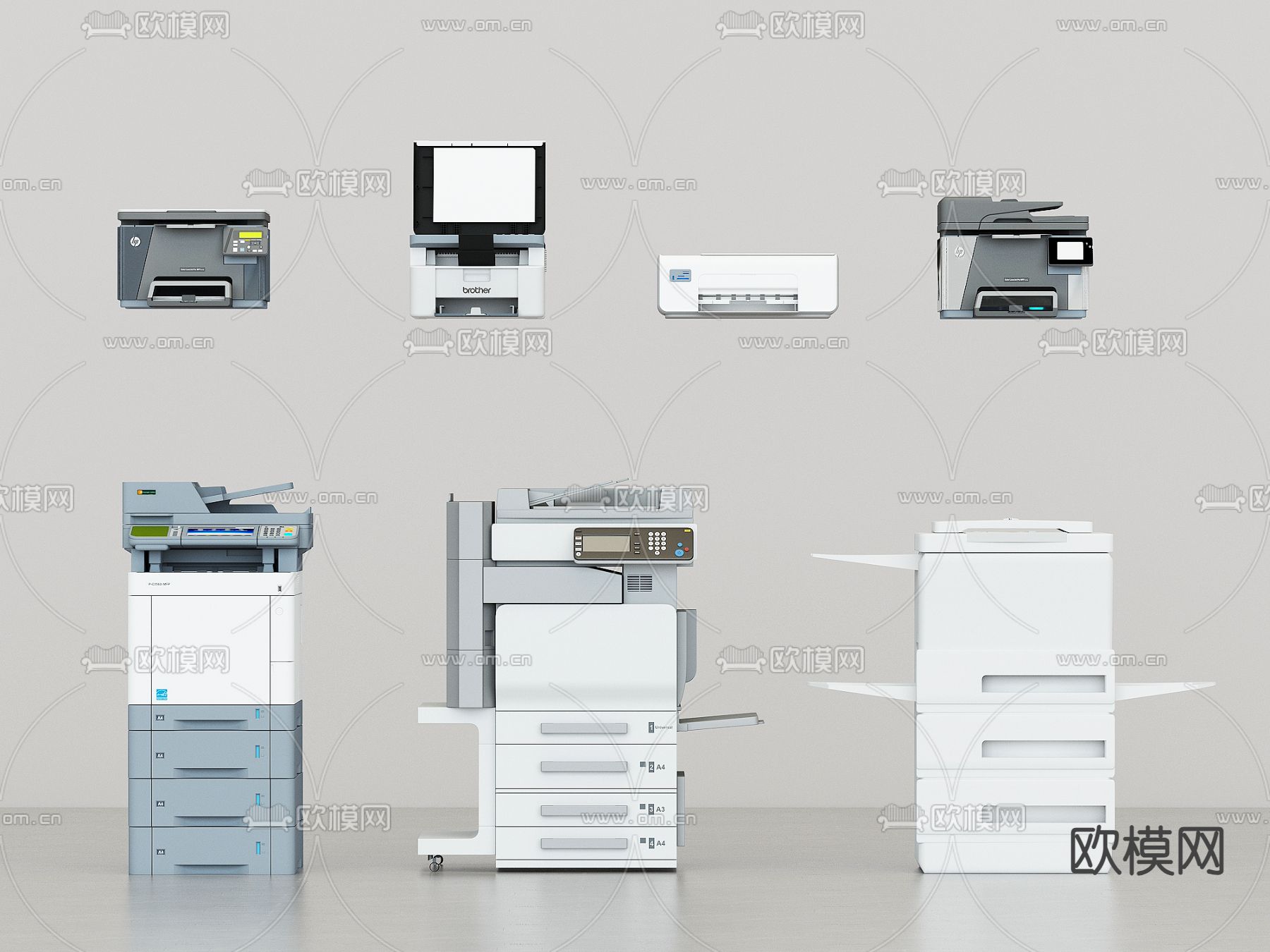 现代打印机 复印机su模型下载（渲染图1）