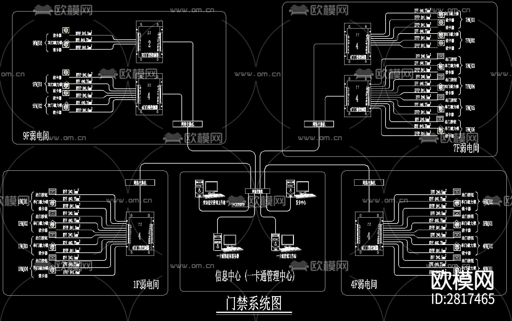 门禁系统cad电路图下载（渲染图7）