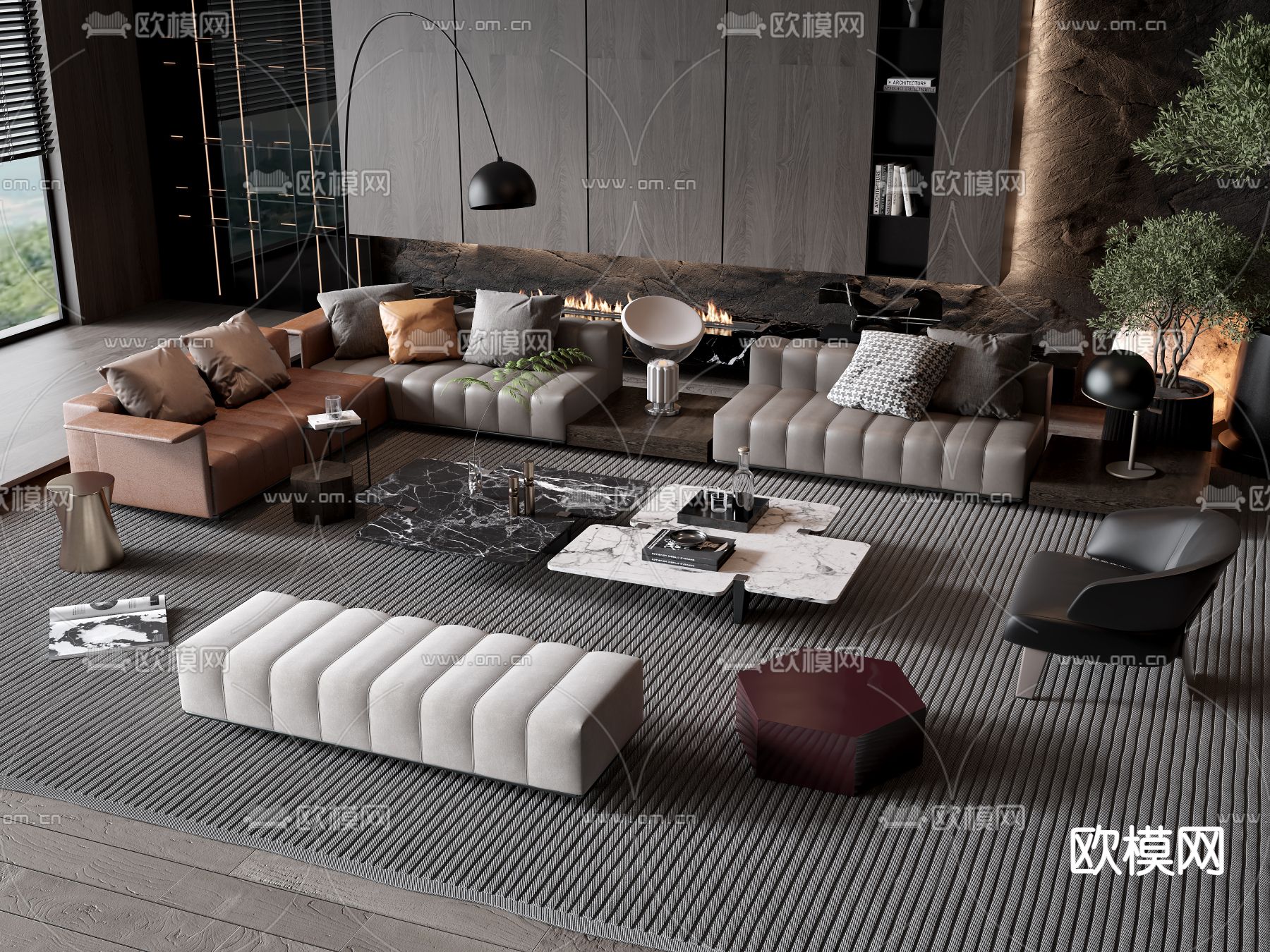 Minotti 组合沙发su模型下载（渲染图1）
