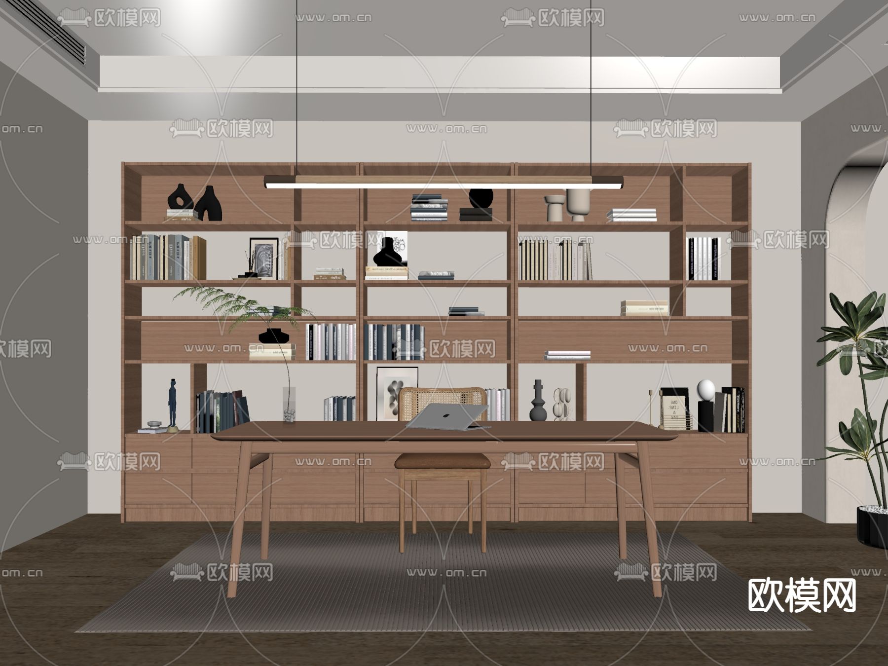 北欧书房su模型下载（渲染图2）