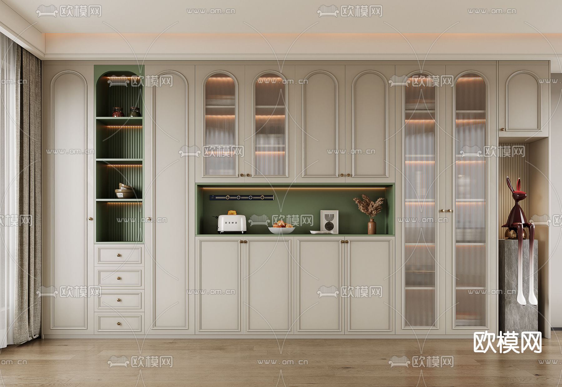 法式酒柜3d模型下载