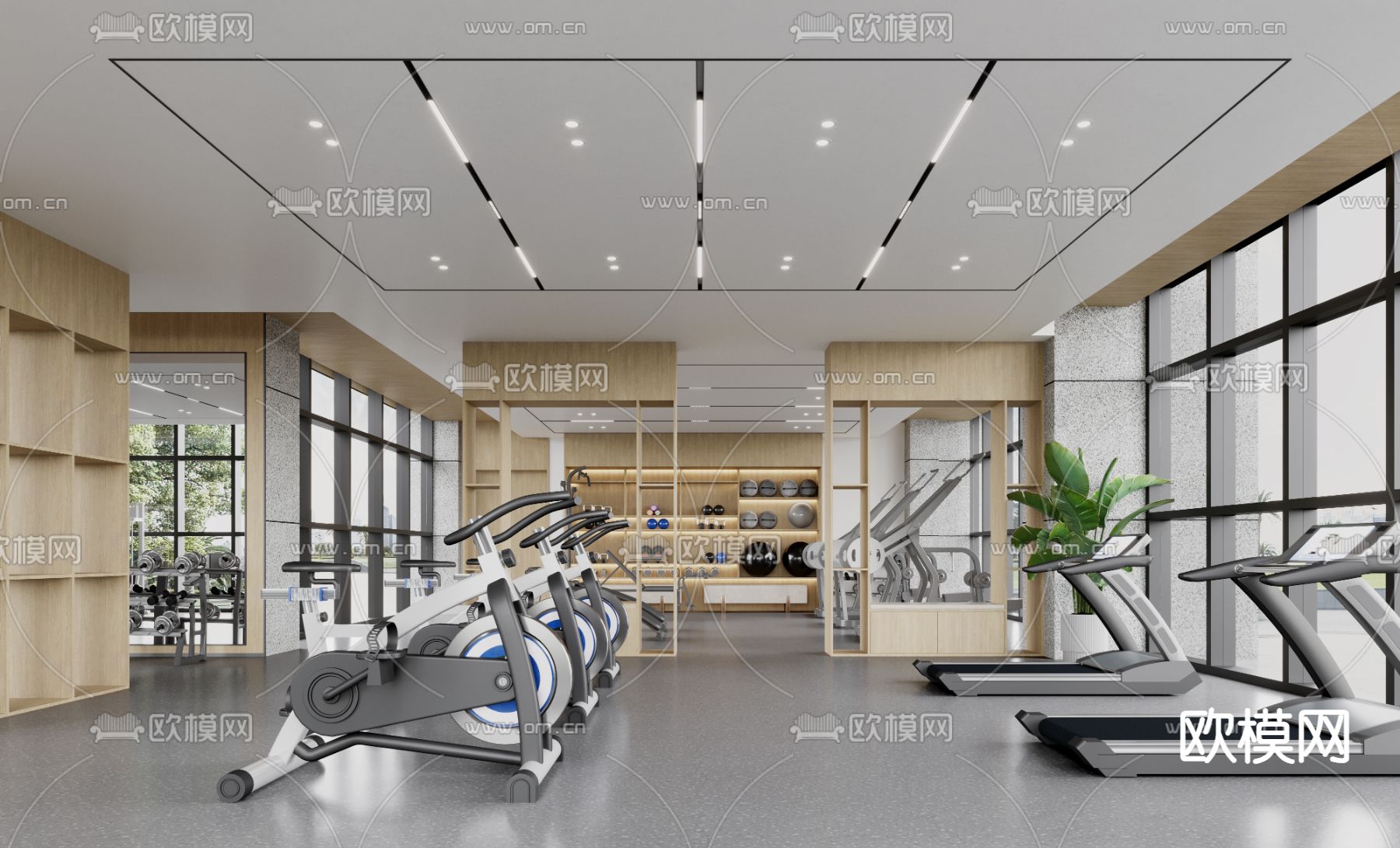 现代健身房3d模型下载（渲染图1）