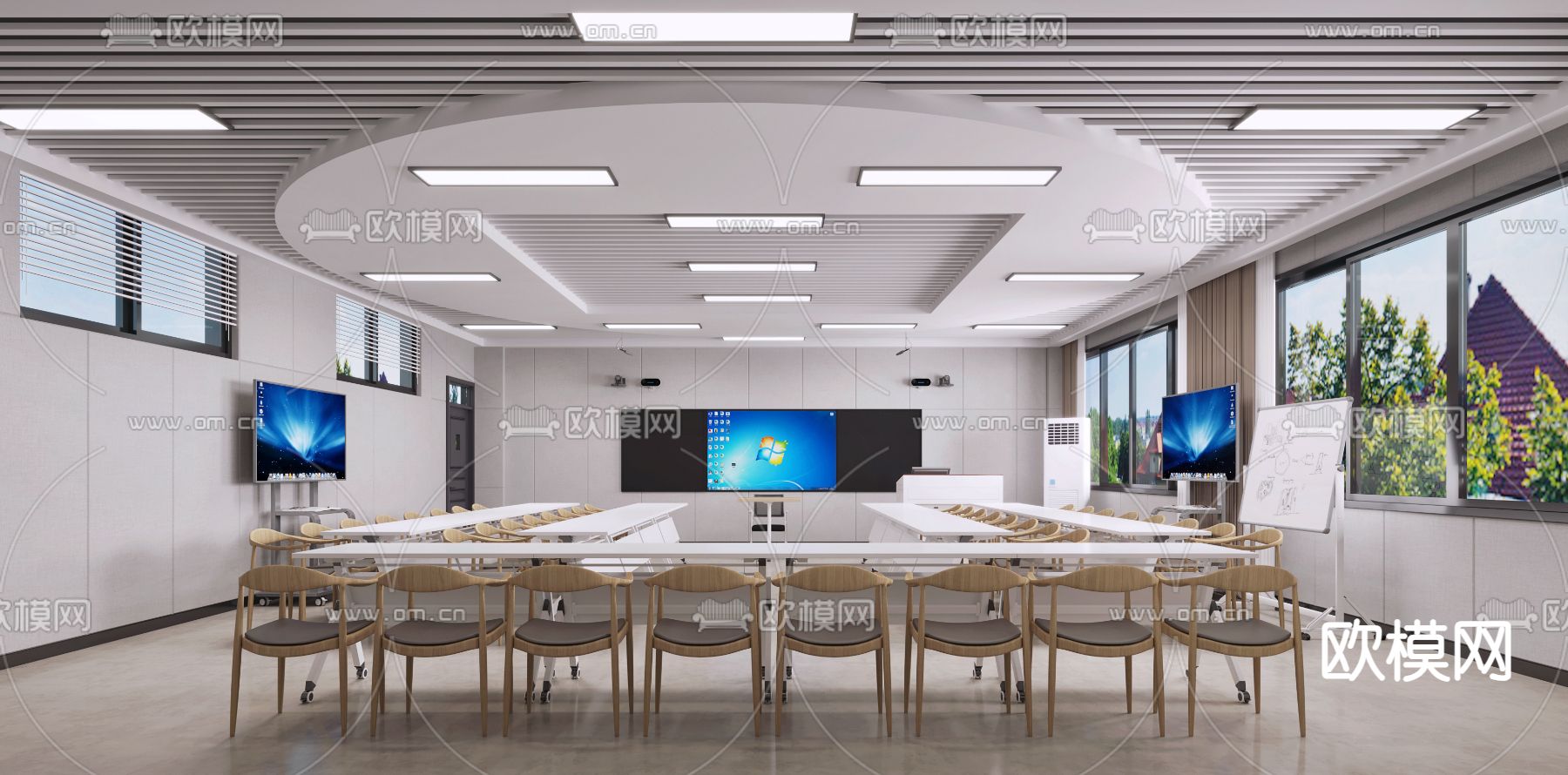 现代监控室3d模型下载（渲染图2）