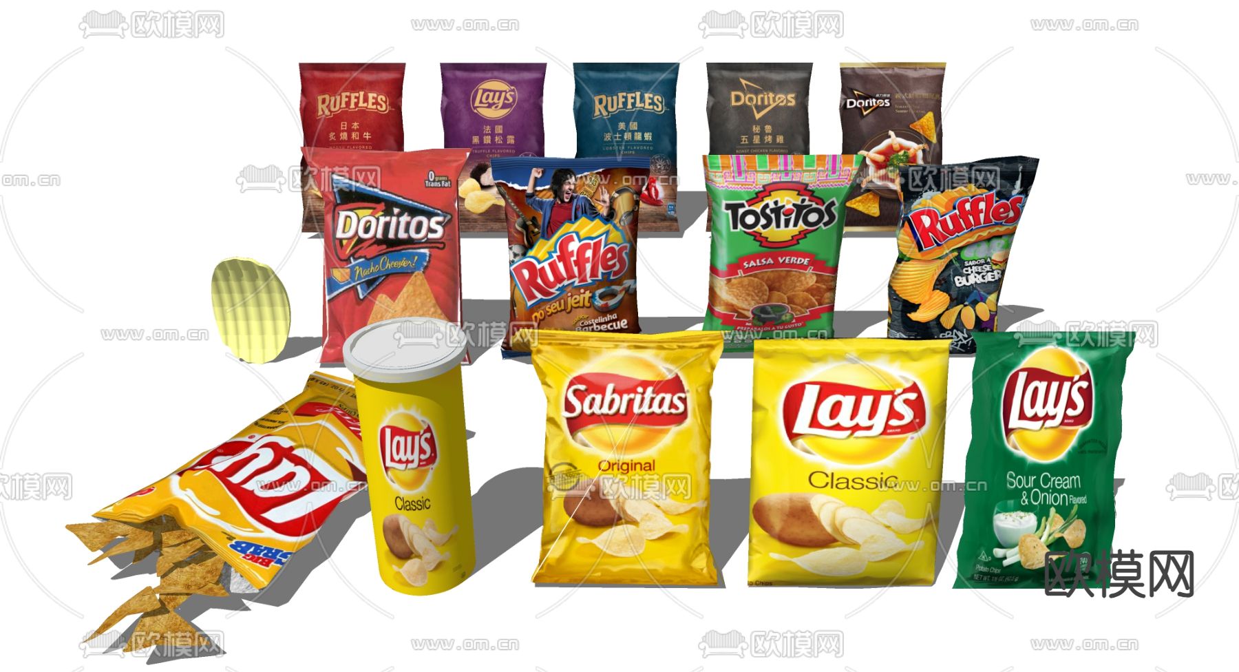 薯片零食 食物美食su模型下载（渲染图1）
