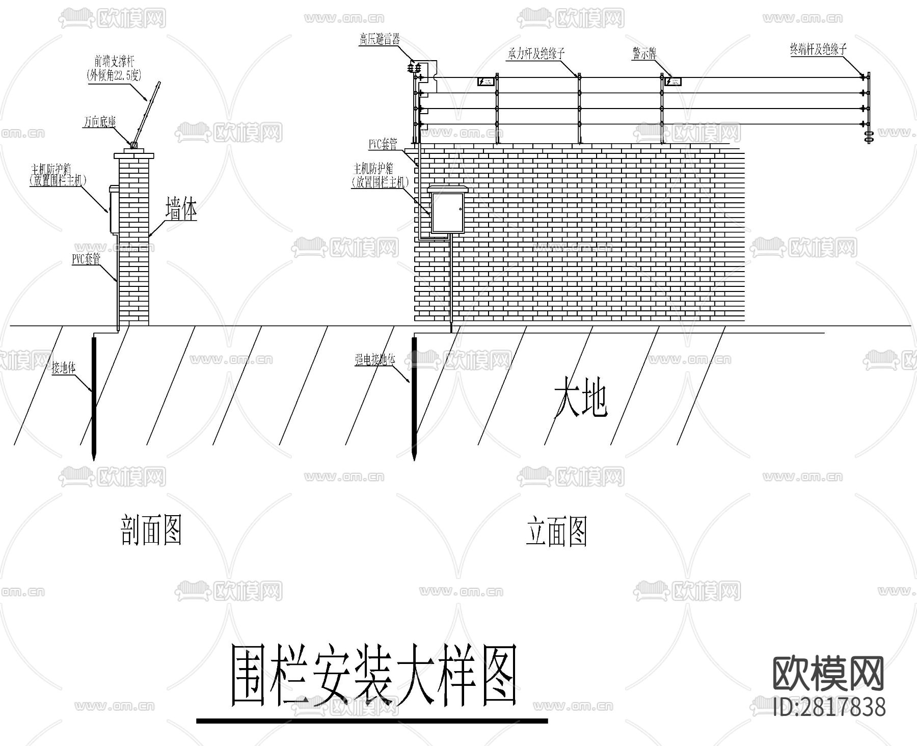 围栏cad大样图下载（渲染图2）