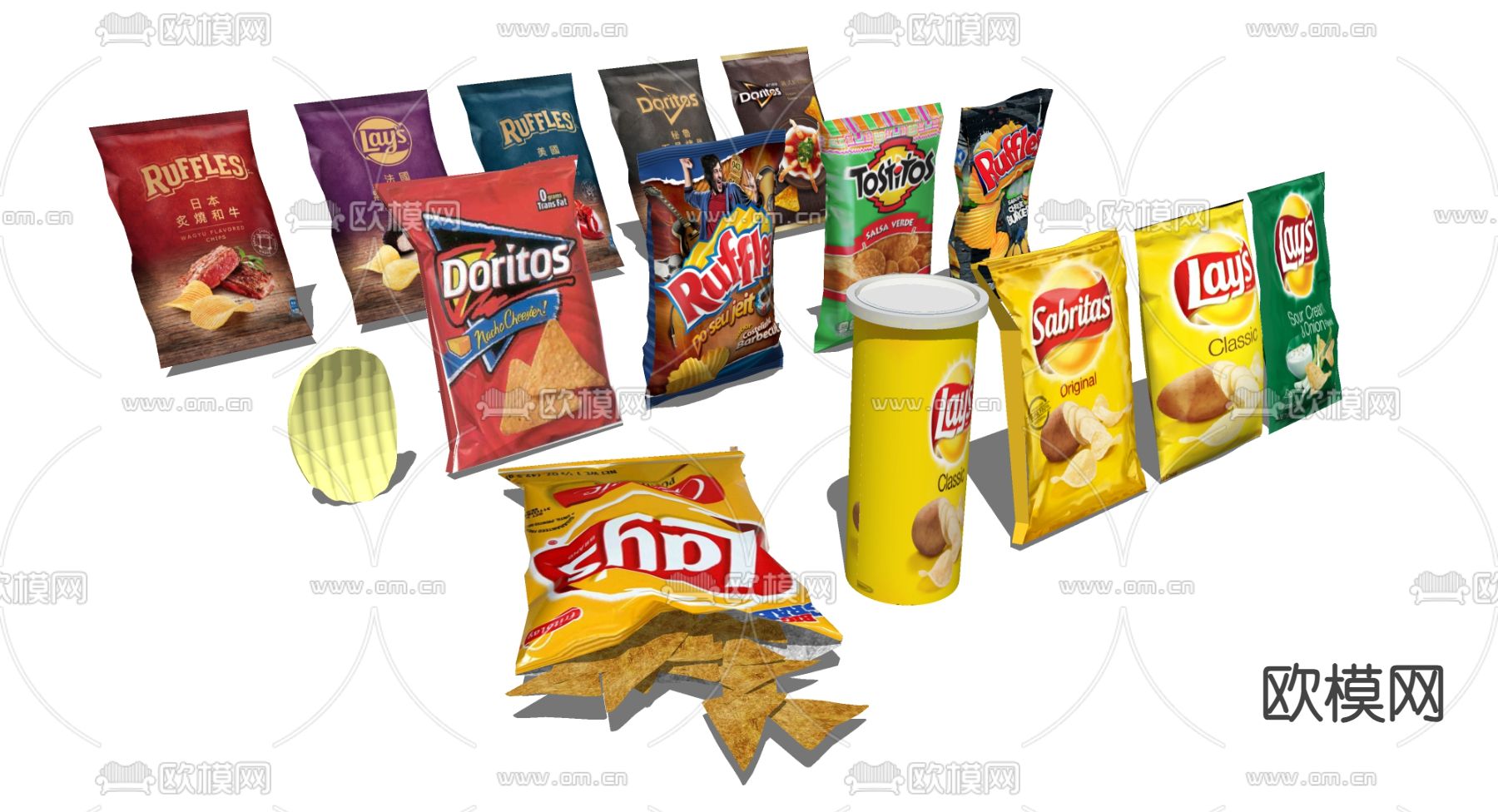 薯片零食 食物美食su模型下载（渲染图2）