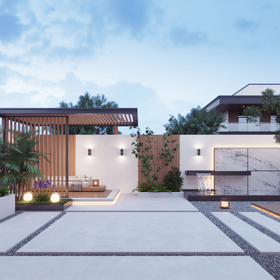  现代庭院景观su模型 