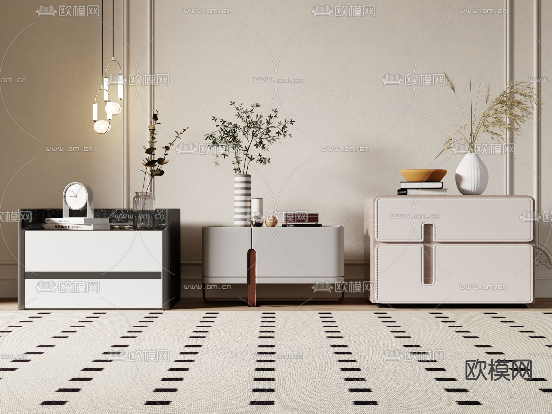 现代床头柜3d模型下载