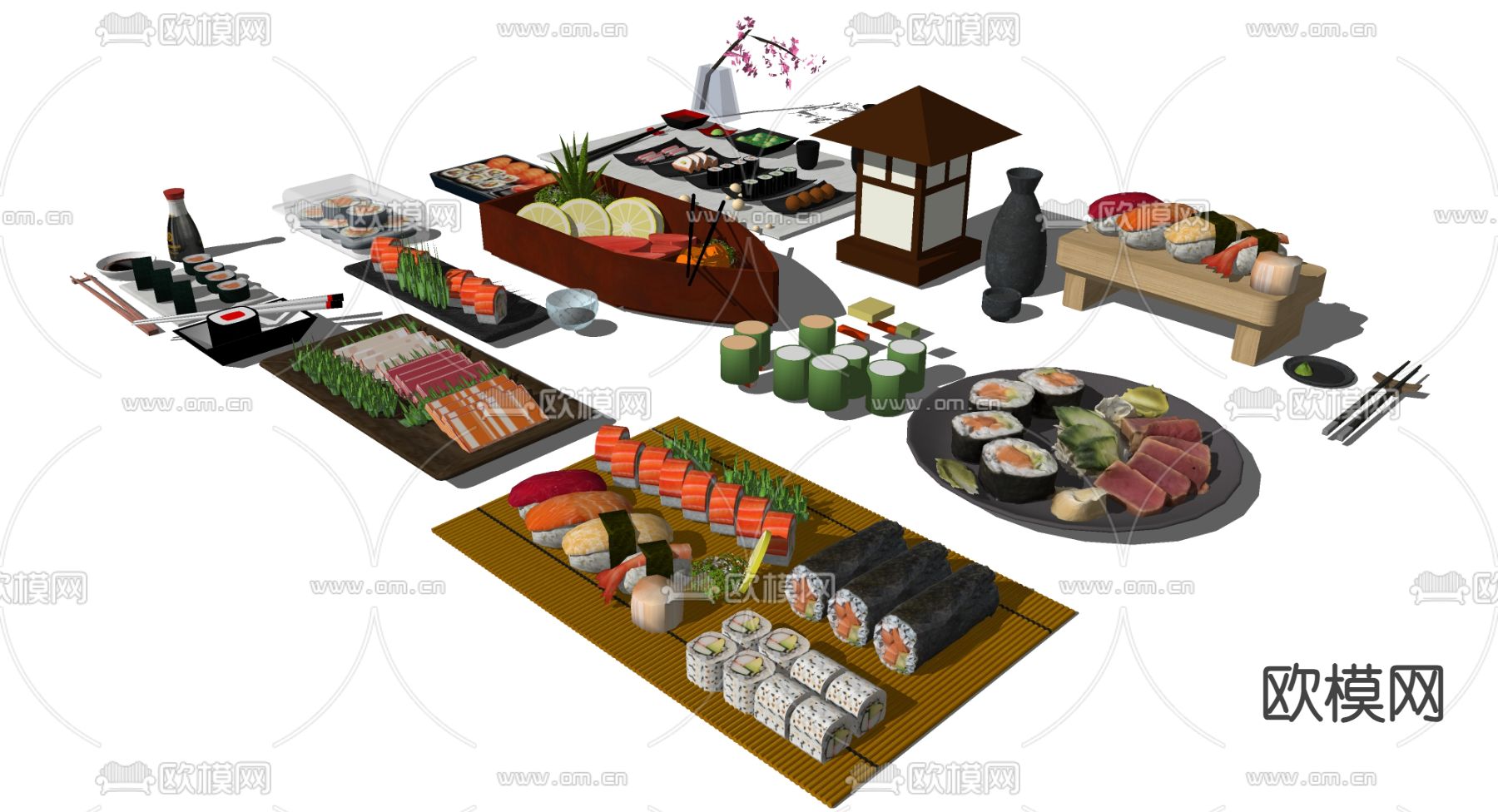 三文鱼 食物 美食su模型下载（渲染图2）