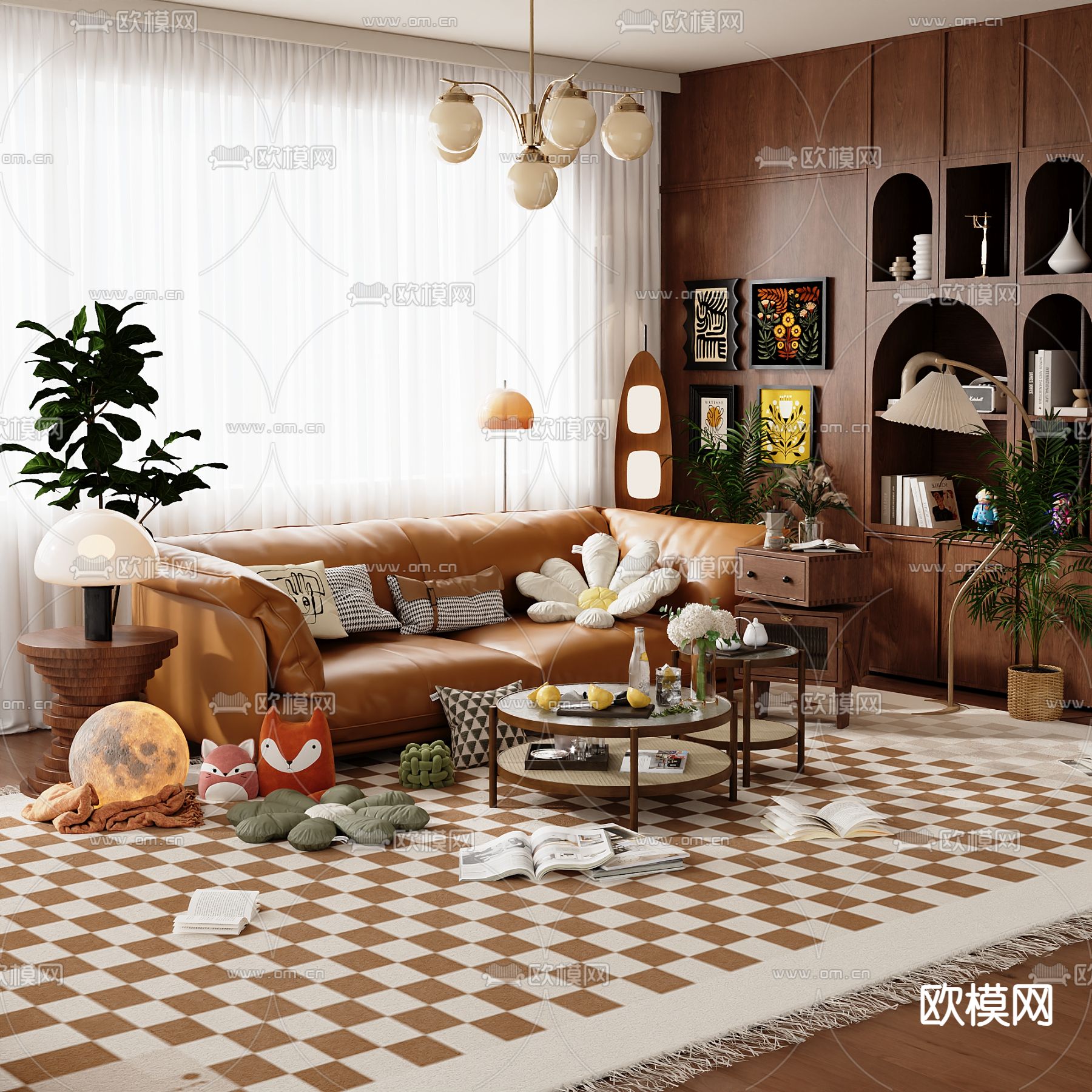 北欧组合沙发3d模型下载（渲染图1）