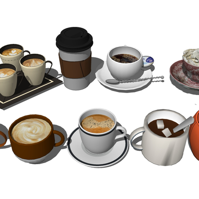  咖啡杯 热饮饮料su模型 