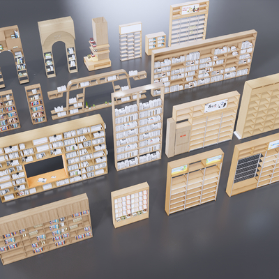 图书馆书柜 书籍书架su模型