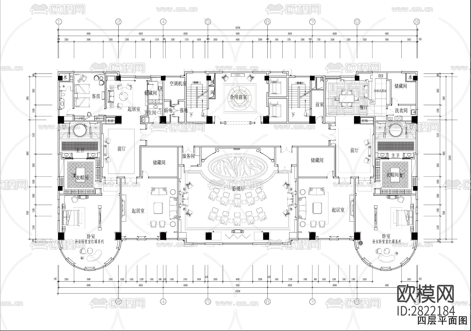 林梓张公馆cad施工图下载（渲染图4）