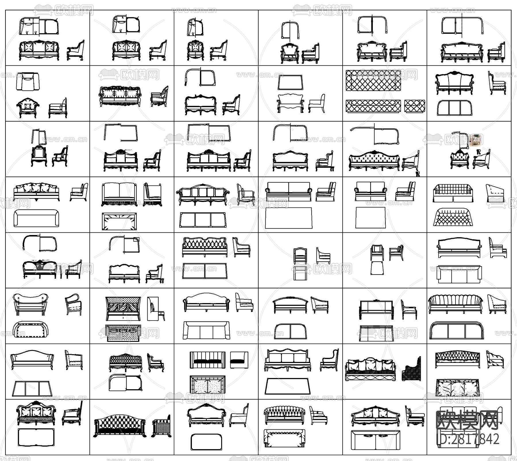 沙发cad图块下载（渲染图8）
