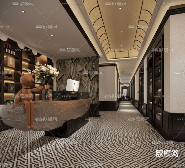 美式会所 茶楼3d模型下载(渲染图1)