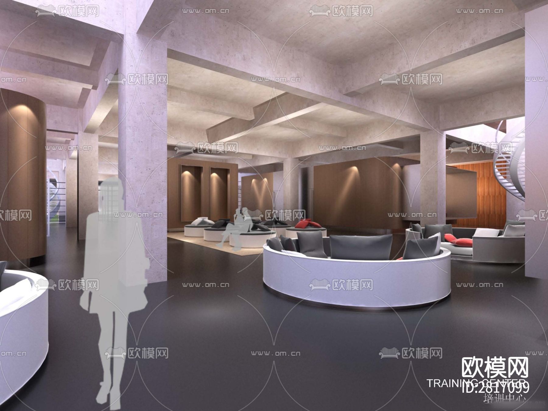 办公楼cad施工图下载（渲染图5）