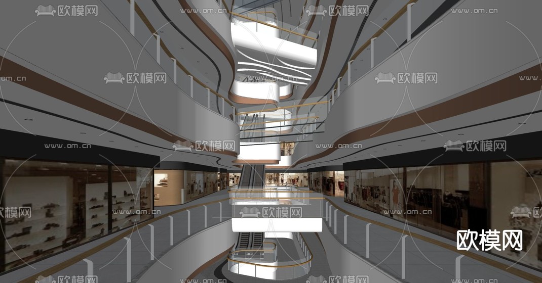 现代商场中庭 商场走廊su模型下载_ID14250723_sketchup模型下载-欧模网