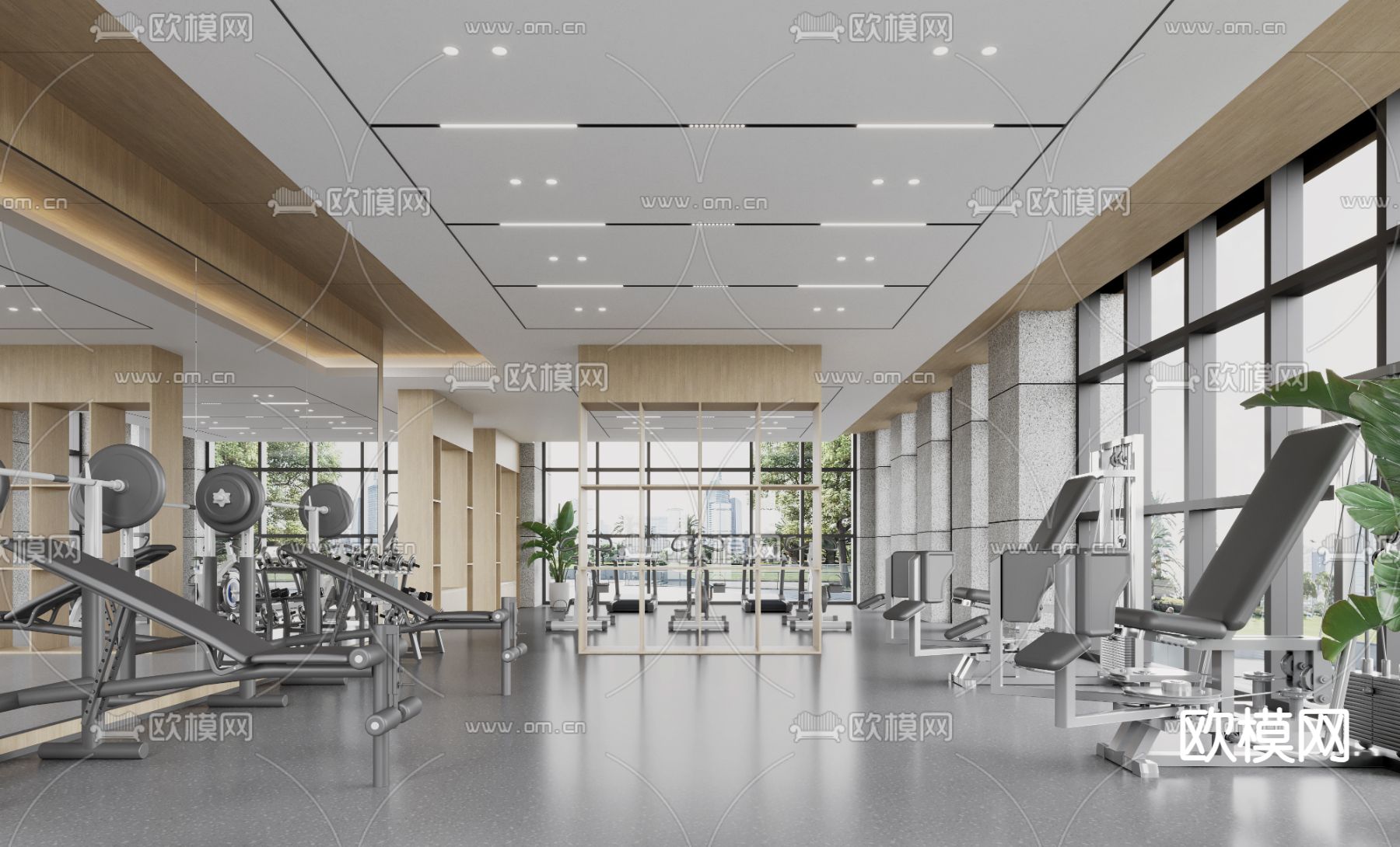 现代健身房3d模型下载（渲染图3）
