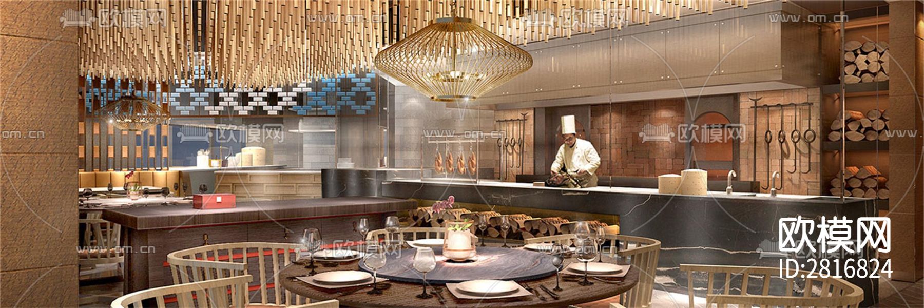 华中首家长沙君悦酒店cad施工图下载（渲染图3）