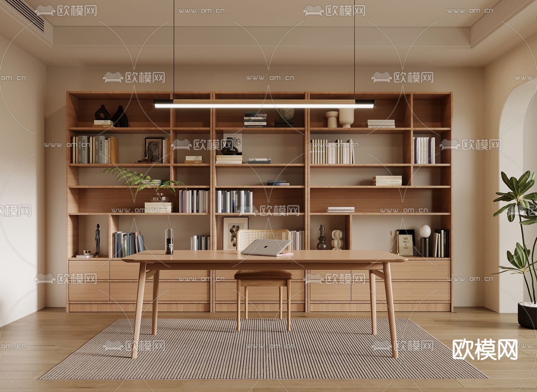 北欧书房su模型下载（渲染图1）