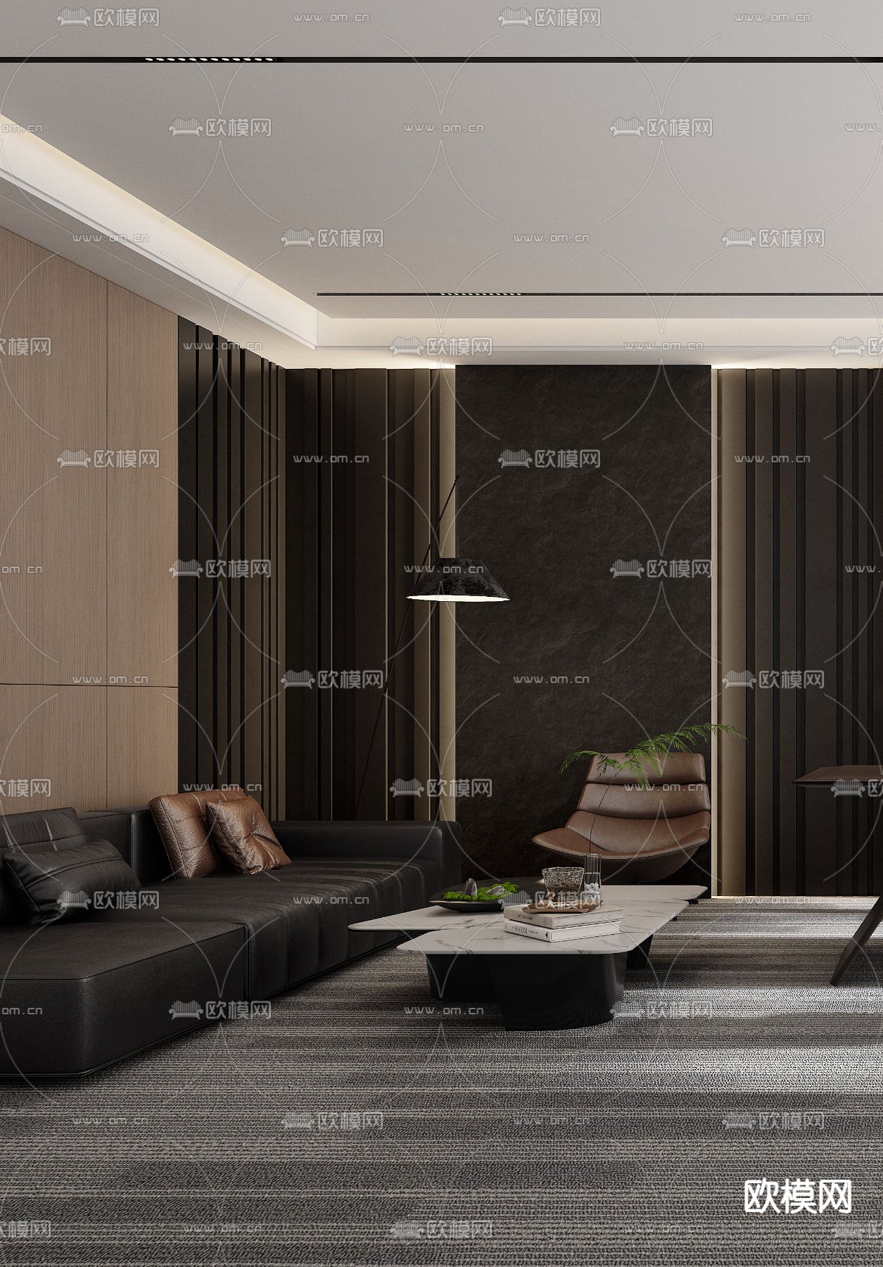 总经理室 董事长室3d模型下载（渲染图2）