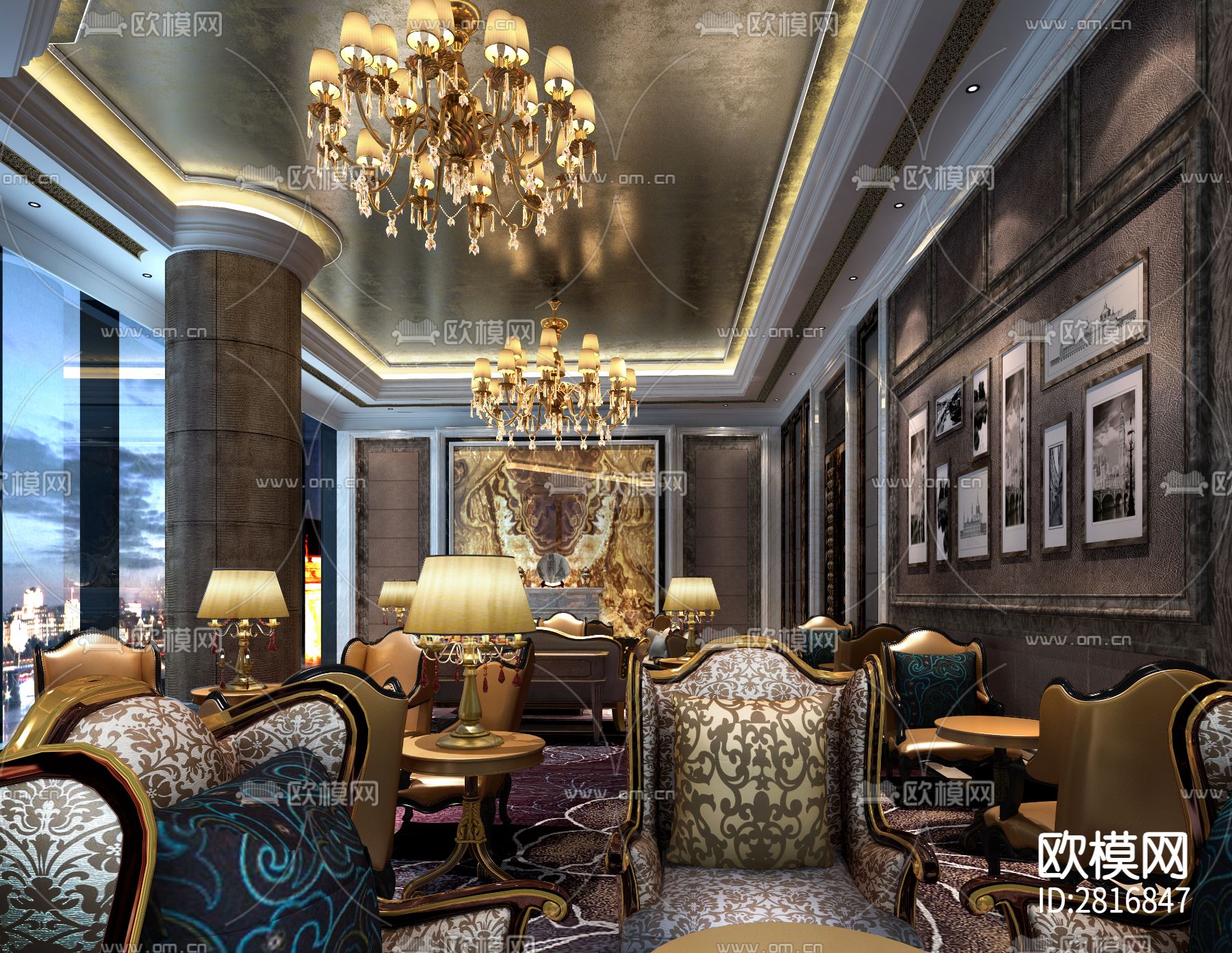 昆明万达文华酒店cad施工图下载（渲染图1）