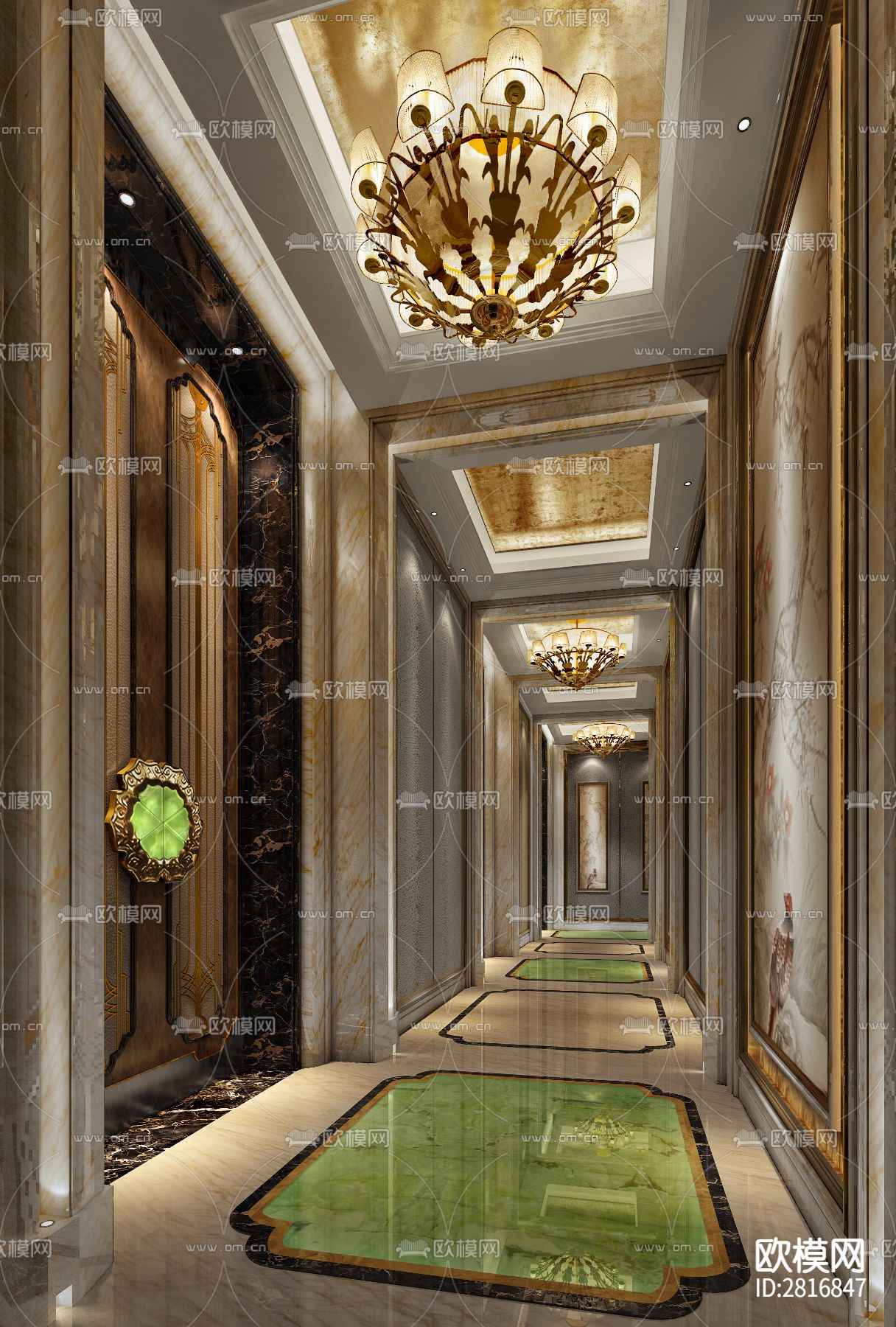 昆明万达文华酒店cad施工图下载（渲染图2）