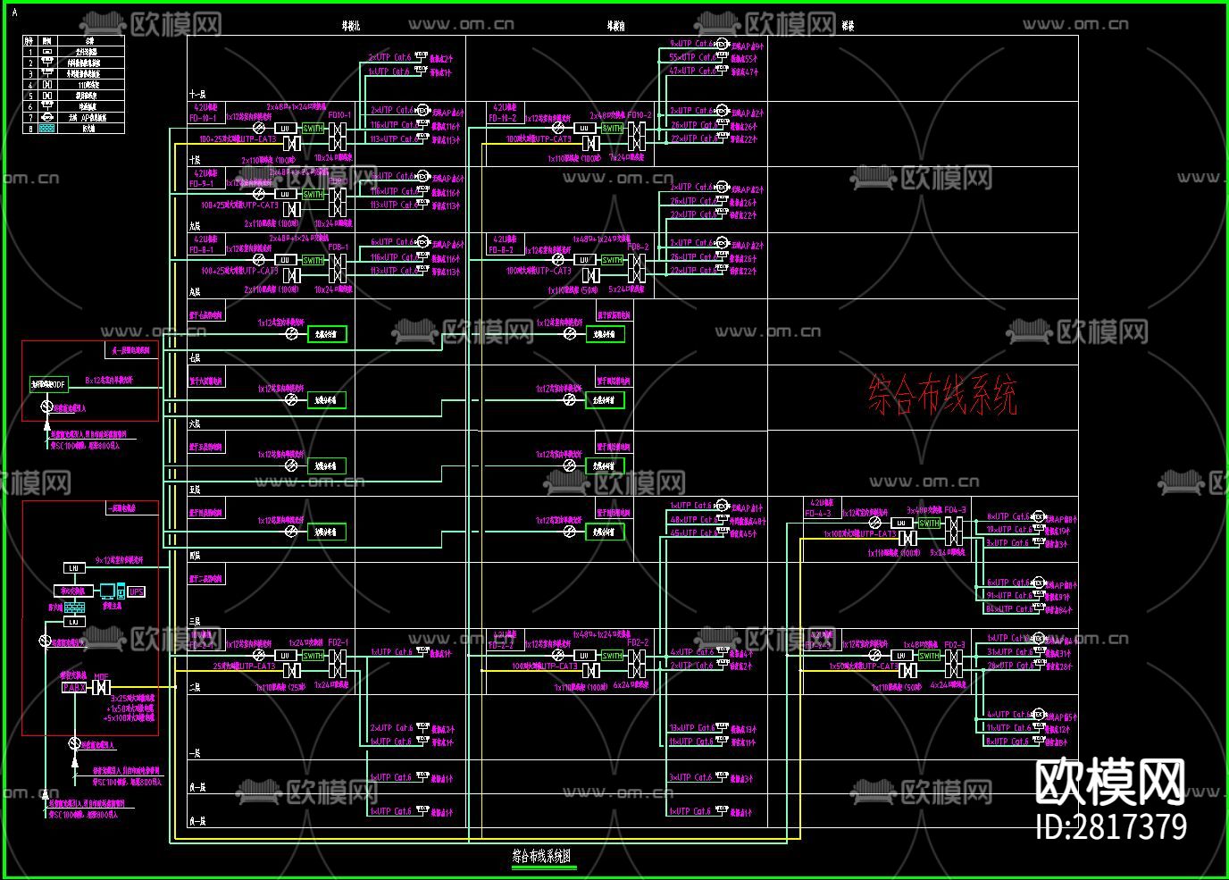 办公楼cad电路图下载（渲染图8）