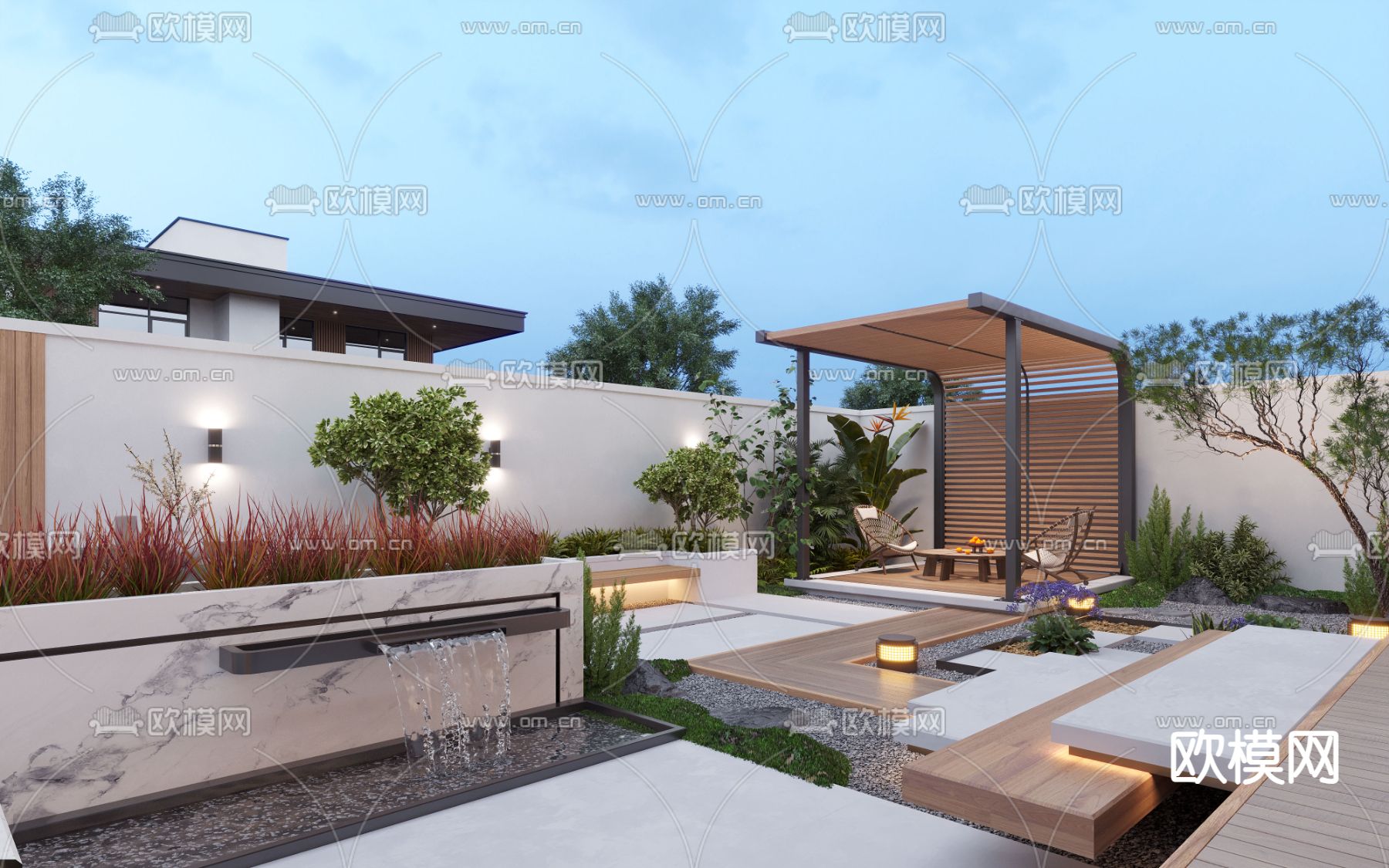 庭院景观 花园 露台3d模型下载（渲染图2）