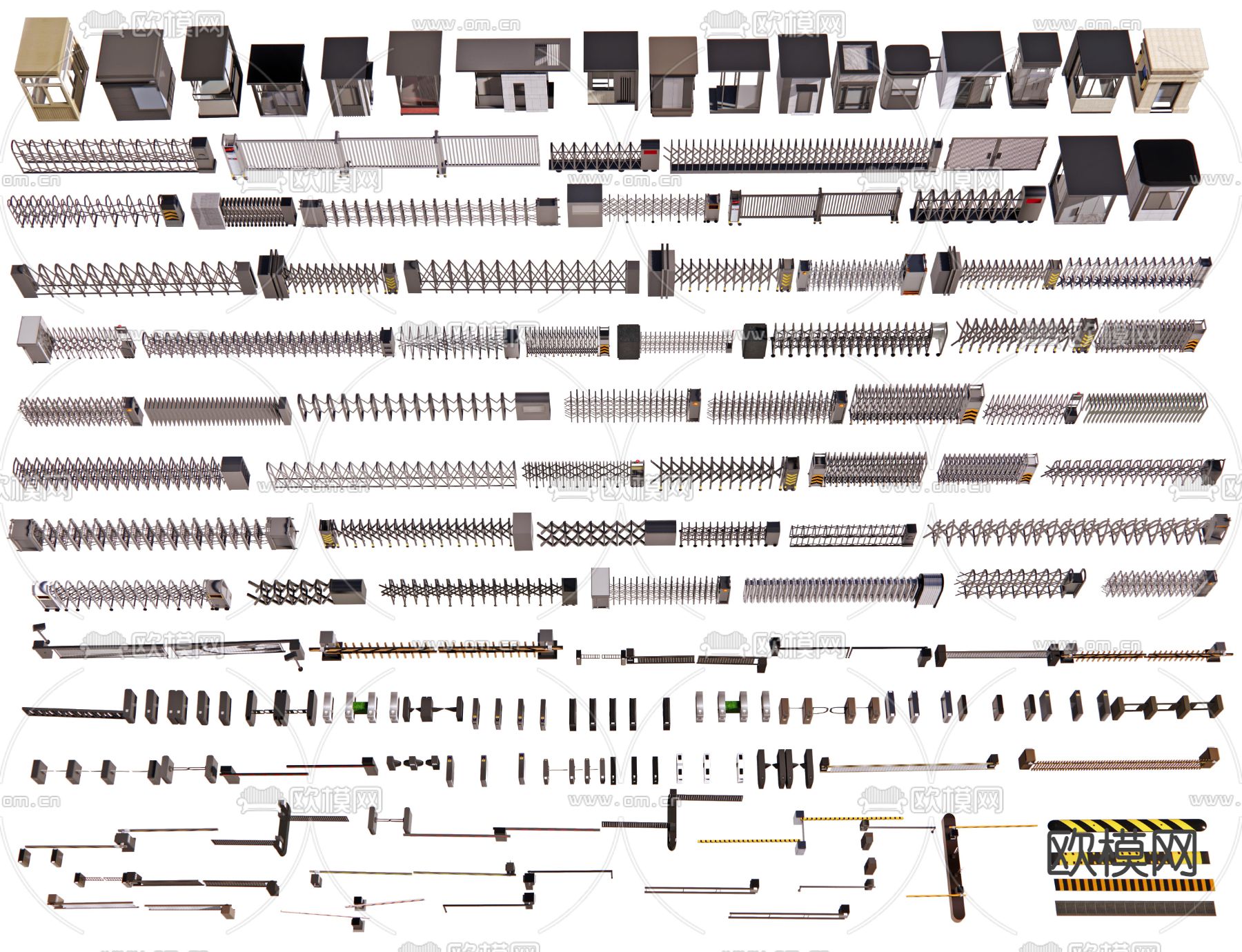 伸缩门 道闸 摆闸 折叠门su模型
